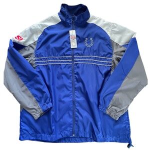 Reebok Official NFL Team Colts Windbreaker Jacket Blue White Logo Embroidered XL
